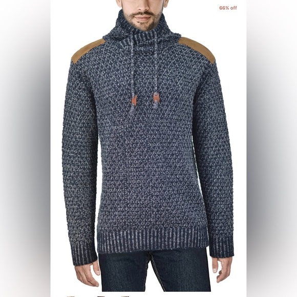 xray Other - XRAY Men's Blue Knit Sweater with Brown Accents